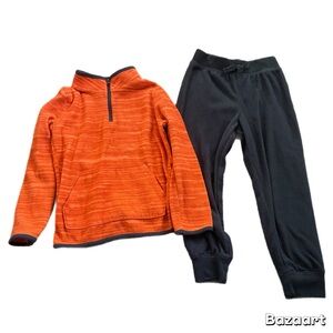 Sz 5 Boys 2pc Gray & Orange Fleece Jogging Suit Jumping Beans